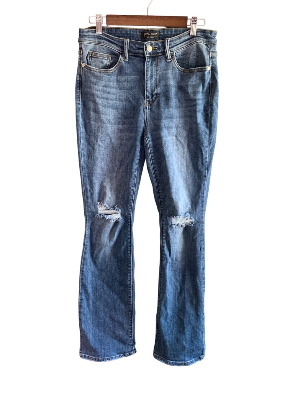 Judy Blue Medium Blue Boot Cut Distressed Jeans